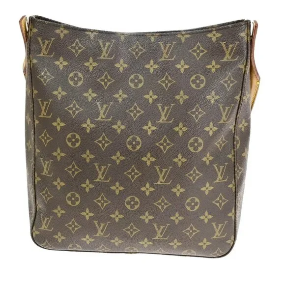 LOUIS VUITTON Logo Looping GM Shoulder Bag Monogram Leather Brown M51145 89FA801